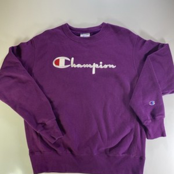 Champion Reverse Weave‎ Mens M Sweatshirt Script Logo Berry Purple USA - Picture 1 of 6